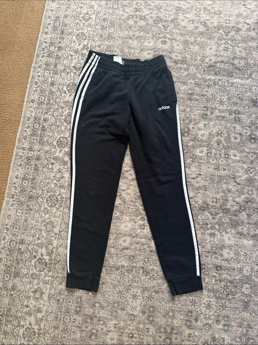 adidas Black Joggers with White Three-Stripe Detail